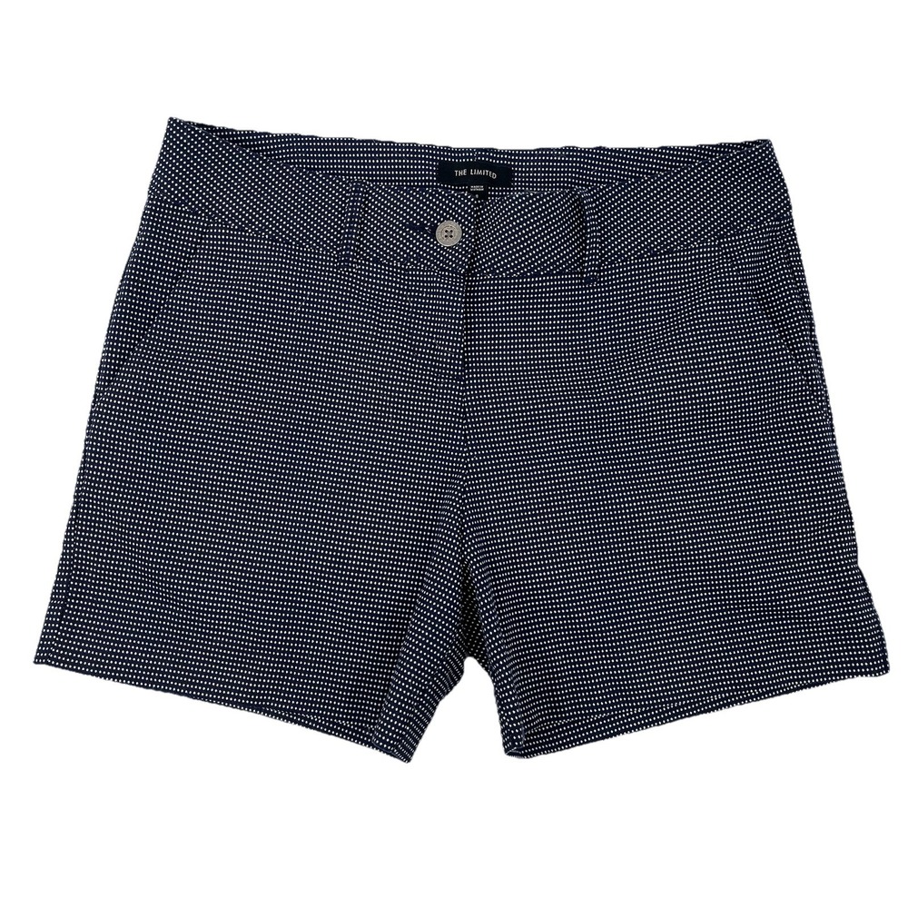 The Limited Chino Golf Shorts Navy Blue White Dots Pockets Button Women's Size 8